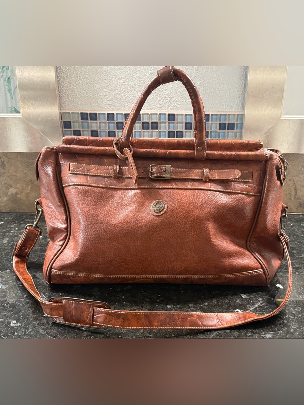 Vintage Capezio Brown Leather Weekender Travel Bag